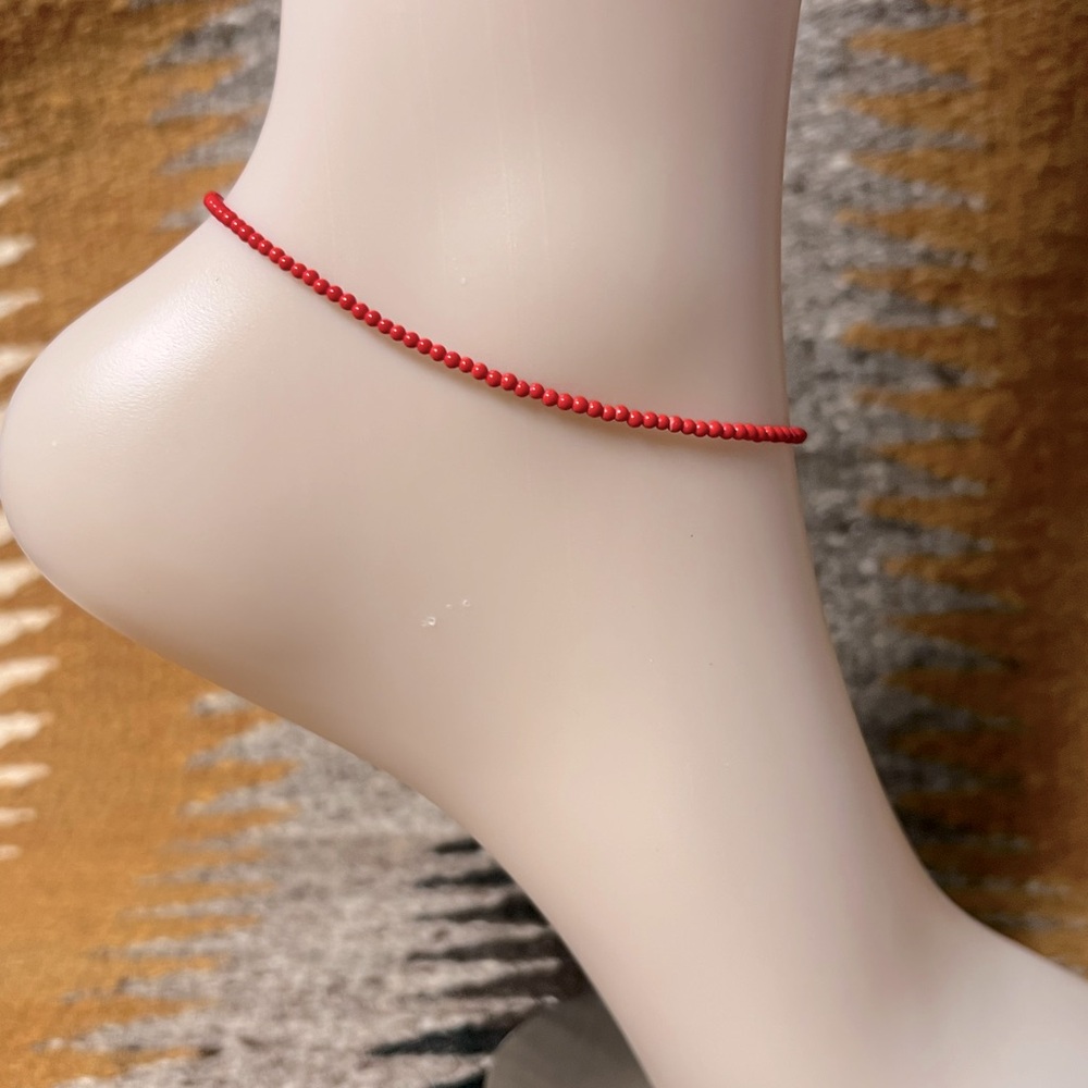 9” Red Coral Anklet
